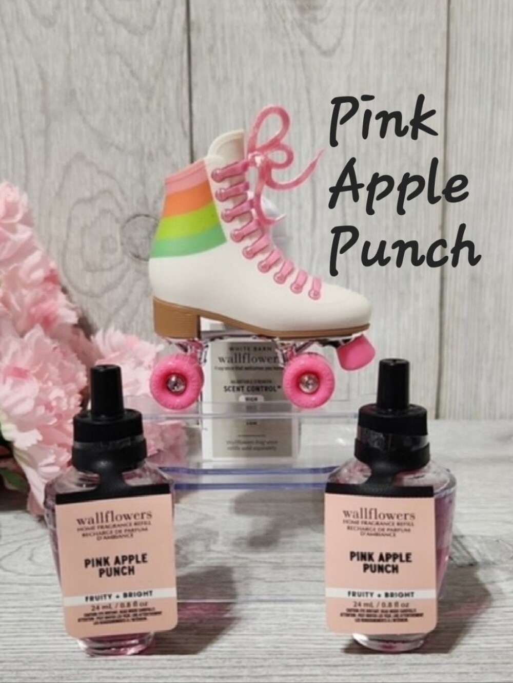 Bath & Body Works Roller Skate Wallflower Plug + 2 Pink Apple Punch Refills